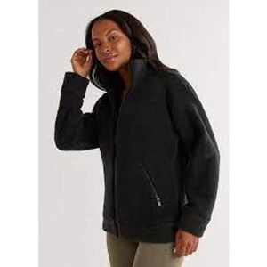Dudley Stephens Sherpa Fleece Bleeker Collared Full Zip Jacket Black Small